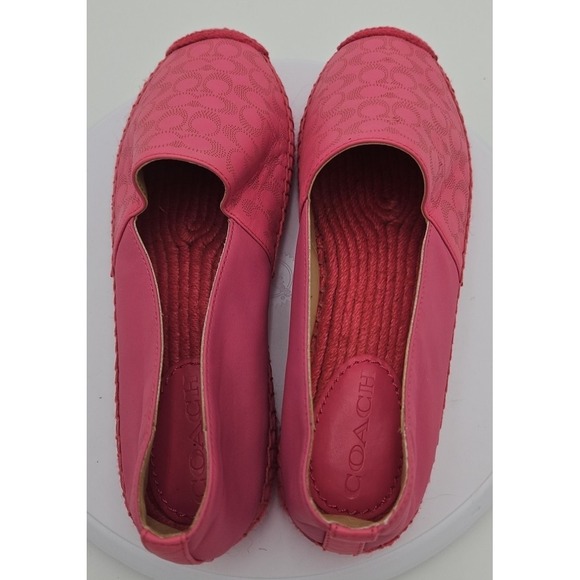 Coach CARLEY Pink W/8.5 Leather Espadrille AUTH Cottagecore Balletcore LOGO *EUC - Picture 3 of 15
